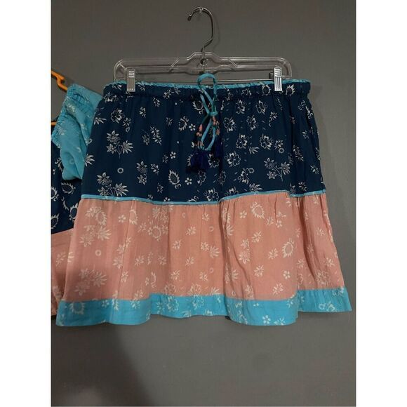 Anthropologie Kopal Women Blue Pink Mohini Skirt Boho Combo Set Size Large - Picture 5 of 11